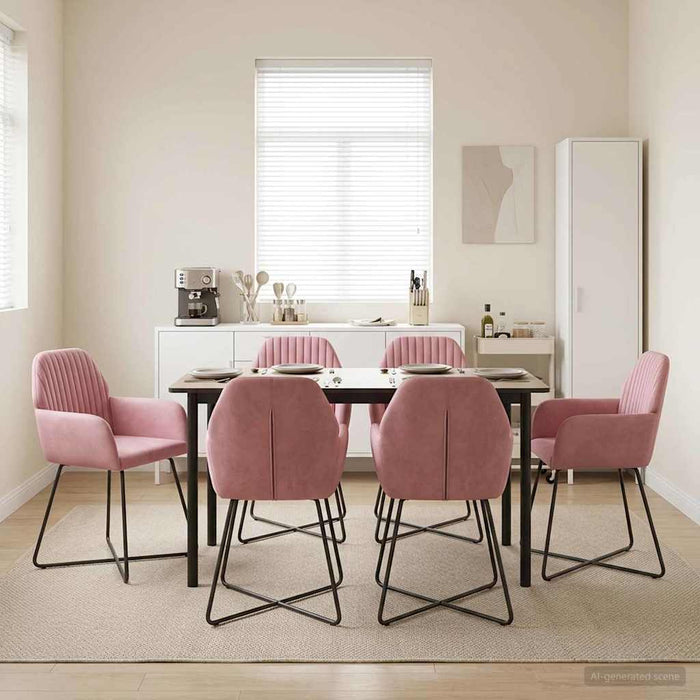 Scaune de dining 6 pcs Catifea Roz 55 x 50 x 84 cm WALTI