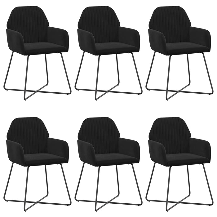 Scaune de dining 6 pcs Catifea Negru 55 x 50 x 84 cm WALTI