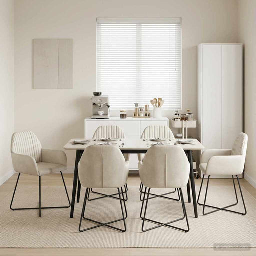 Scaune de dining 6 pcs Catifea Crem 55 x 50 x 84 cm - WALTI WALTI