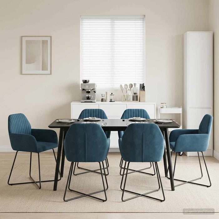Scaune de dining 6 pcs Catifea albastru 55 x 50 x 84 cm WALTI