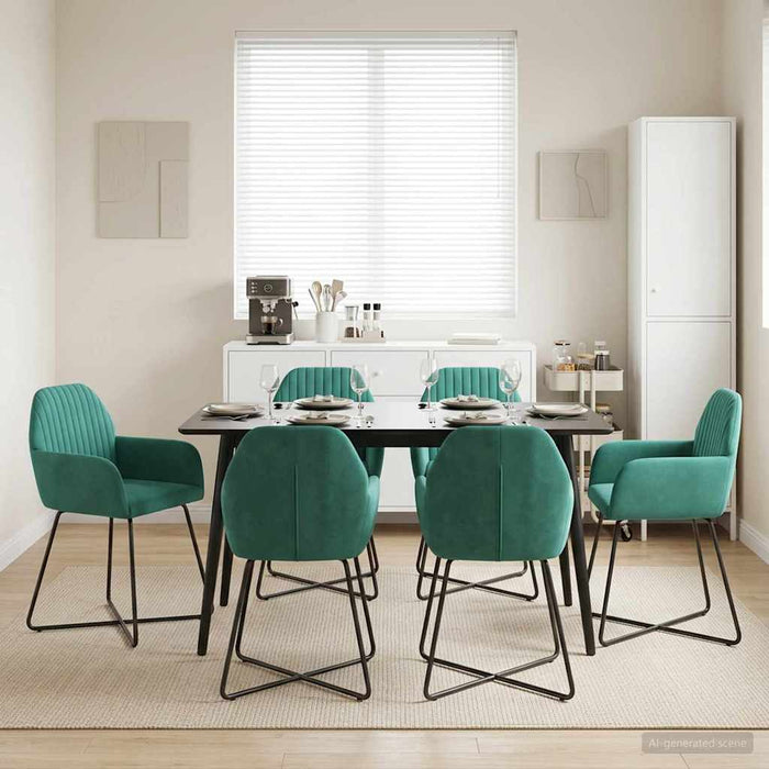 Scaune de dining 6 pcs Catifea Turcoaz 55 x 50 x 84 cm WALTI