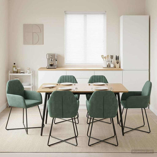 Scaune de dining 6 pcs Catifea Verde Mării 55 x 50 x 84 cm - WALTI WALTI