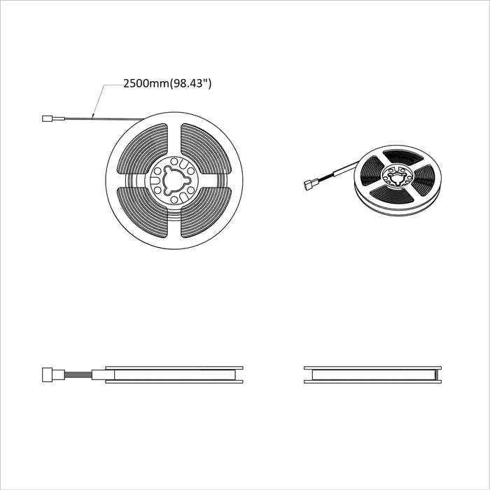 Bandă LED 4 pcs Negru și transparent 250 cm Cupru și Plastic - WALTI WALTI