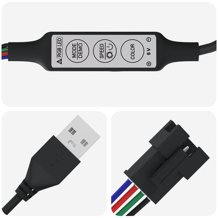 Bandă LED 4 pcs Negru și transparent 35 x 0,8 x 0,3 cm - WALTI WALTI