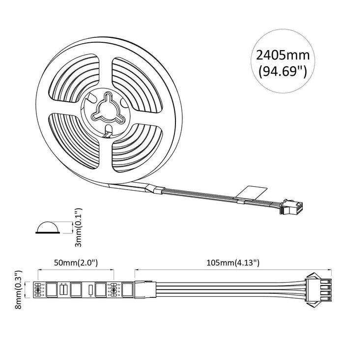 Bandă LED 4 pcs Negru și transparent 230 x 0,8 x 0,3 cm - WALTI WALTI