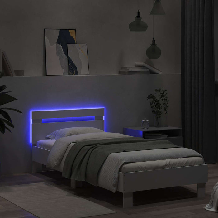 Cadru de pat cu LED Alb 80 x 200 cm Lemn prelucrat WALTI