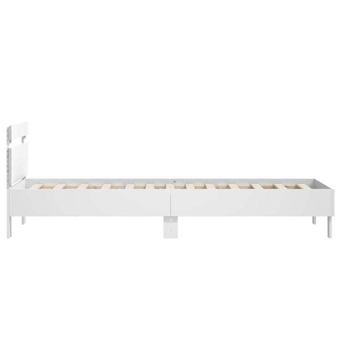 Cadru de pat cu LED Alb 80 x 200 cm Lemn prelucrat WALTI