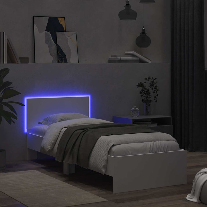 Cadru de pat cu LED Alb 80 x 200 cm Lemn prelucrat WALTI
