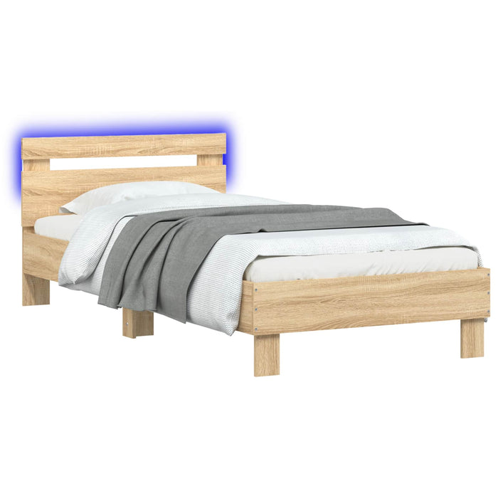 Cadru de pat cu LED Stejar Sonoma 80 x 200 cm Lemn prelucrat WALTI