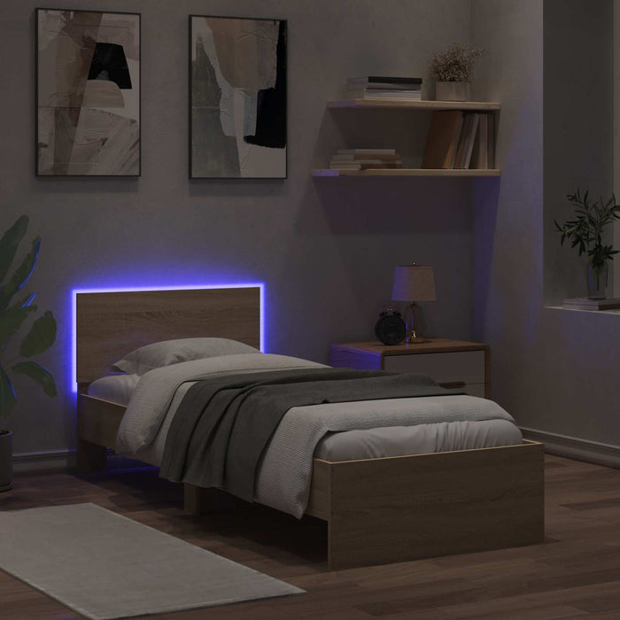 Cadru de pat cu LED Stejar Sonoma 80 x 200 cm Lemn prelucrat - WALTI WALTI