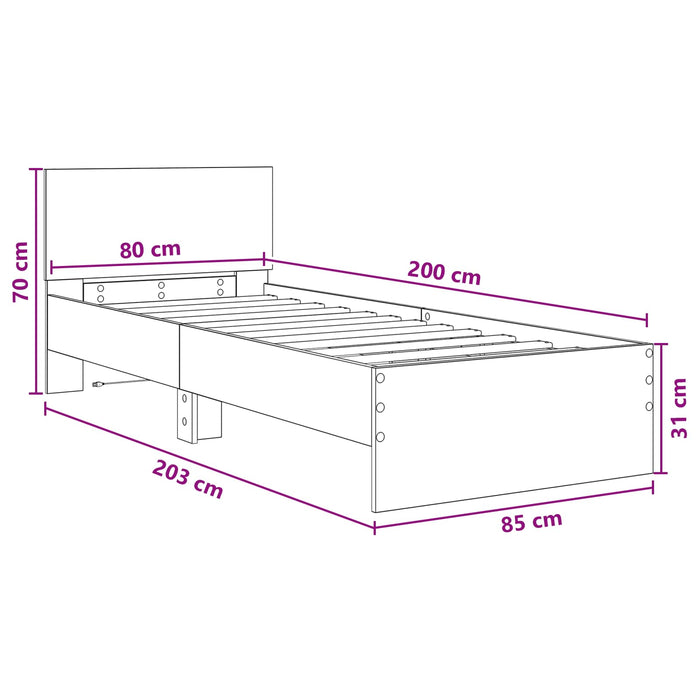 Cadru de pat cu LED Stejar Sonoma 80 x 200 cm Lemn prelucrat - WALTI WALTI
