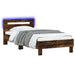 Cadru de pat cu LED Stejar fumuriu 80 x 200 cm Lemn prelucrat - WALTI WALTI