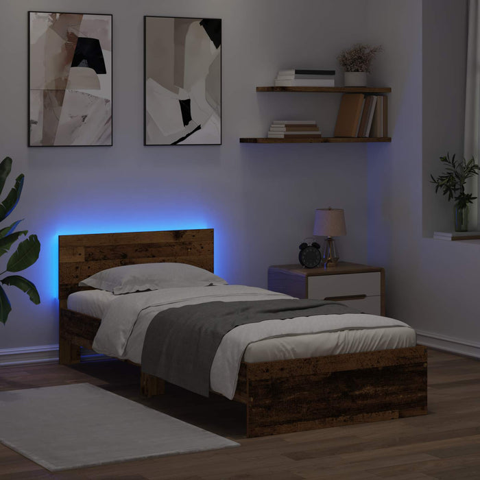 Cadru de pat cu LED Lemn vechi 80 x 200 cm Lemn prelucrat - WALTI WALTI