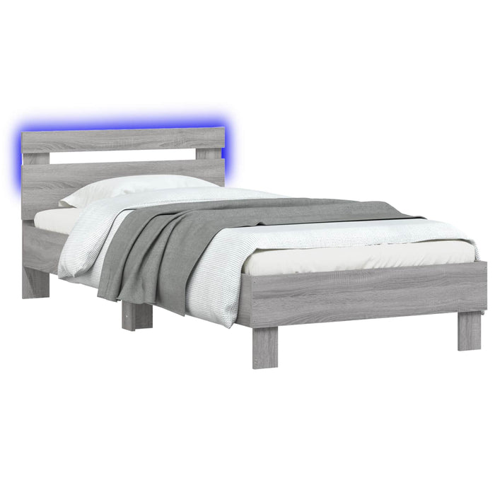 Cadru de pat cu LED Sonoma gri 80 x 200 cm Lemn prelucrat WALTI