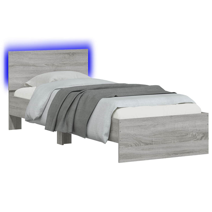Cadru de pat cu LED Sonoma gri 80 x 200 cm Lemn prelucrat WALTI