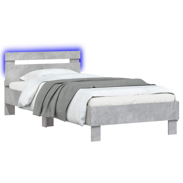 Cadru de pat cu LED Gri Beton 80 x 200 cm Lemn prelucrat - WALTI WALTI