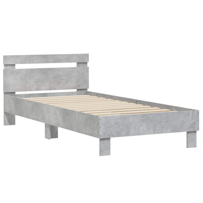 Cadru de pat cu LED Gri Beton 80 x 200 cm Lemn prelucrat - WALTI WALTI