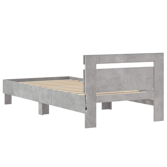 Cadru de pat cu LED Gri Beton 80 x 200 cm Lemn prelucrat - WALTI WALTI