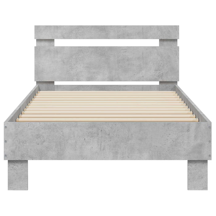 Cadru de pat cu LED Gri Beton 80 x 200 cm Lemn prelucrat - WALTI WALTI