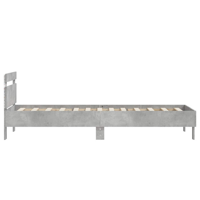 Cadru de pat cu LED Gri Beton 80 x 200 cm Lemn prelucrat - WALTI WALTI