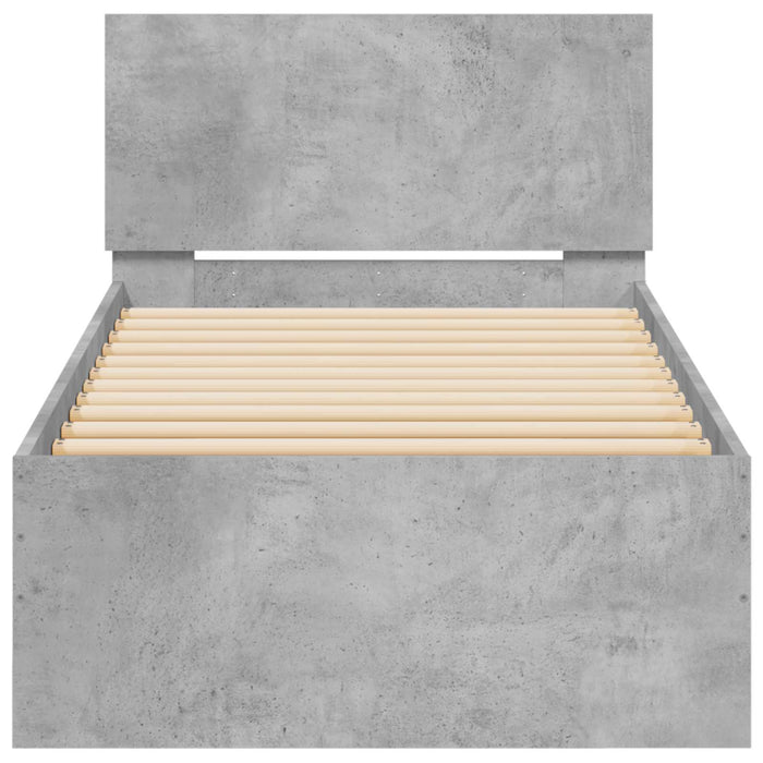 Cadru de pat cu LED Gri Beton 80 x 200 cm Lemn prelucrat WALTI