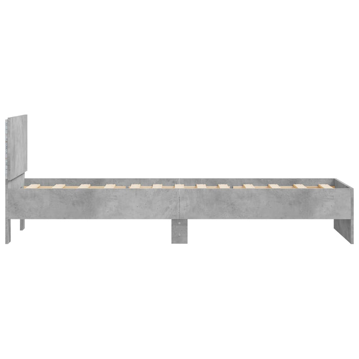 Cadru de pat cu LED Gri Beton 80 x 200 cm Lemn prelucrat WALTI