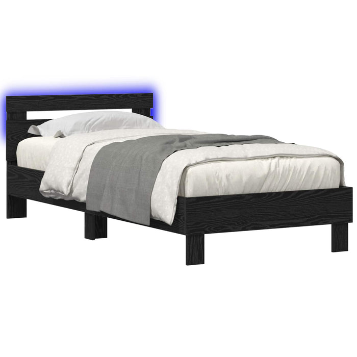 Cadru de pat cu LED Stejar Negru 80 x 200 cm Lemn prelucrat - WALTI WALTI