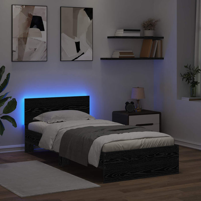 Cadru de pat cu LED Stejar Negru 80 x 200 cm Lemn prelucrat - WALTI WALTI