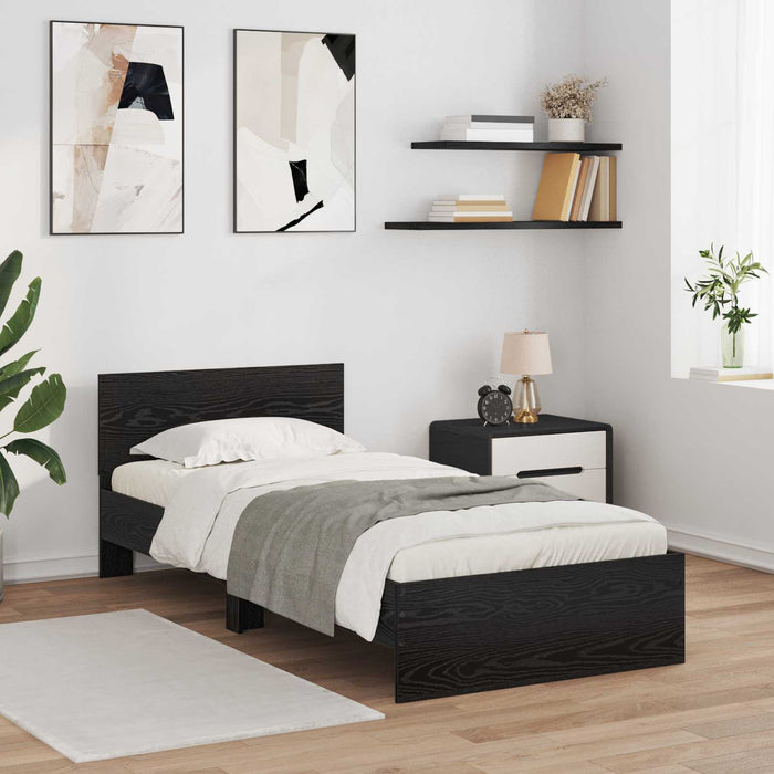Cadru de pat cu LED Stejar Negru 80 x 200 cm Lemn prelucrat - WALTI WALTI