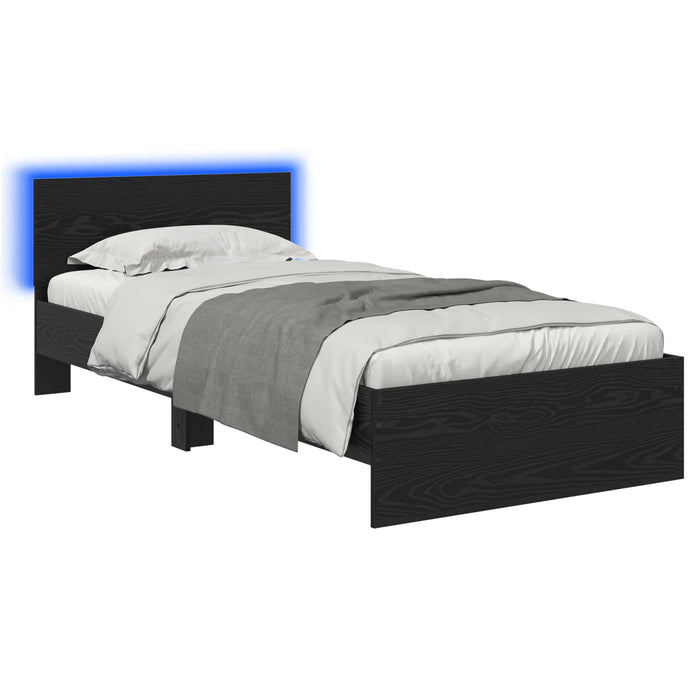 Cadru de pat cu LED Stejar Negru 80 x 200 cm Lemn prelucrat - WALTI WALTI