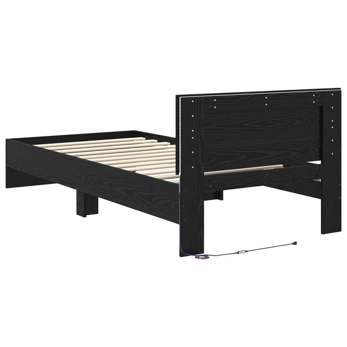 Cadru de pat cu LED Stejar Negru 80 x 200 cm Lemn prelucrat - WALTI WALTI