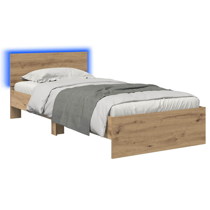 Cadru de pat cu LED Stejar artizanal 80 x 200 cm Lemn prelucrat WALTI