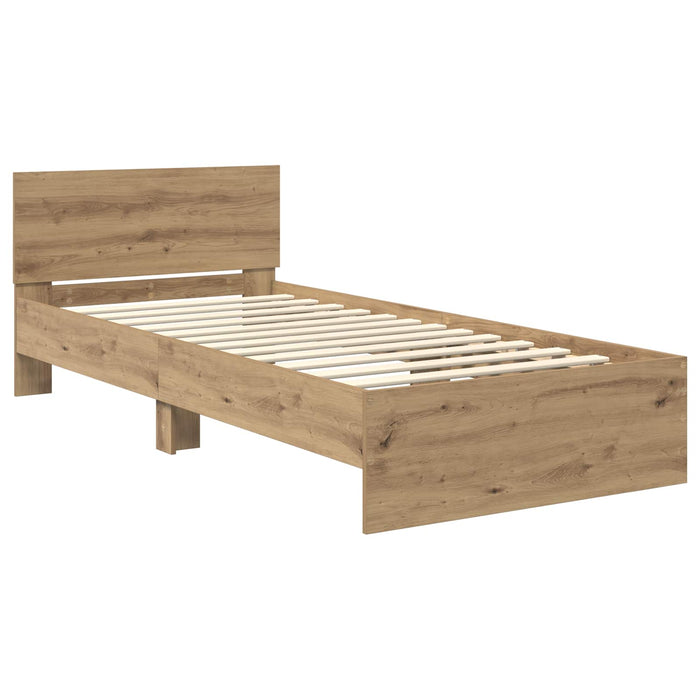 Cadru de pat cu LED Stejar artizanal 80 x 200 cm Lemn prelucrat WALTI