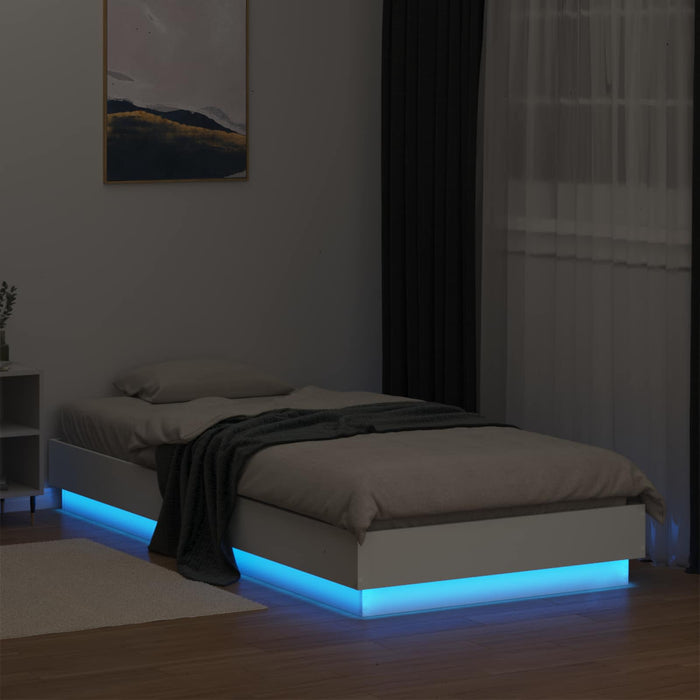 Cadru de pat cu LED Alb 80 x 200 cm Lemn prelucrat WALTI