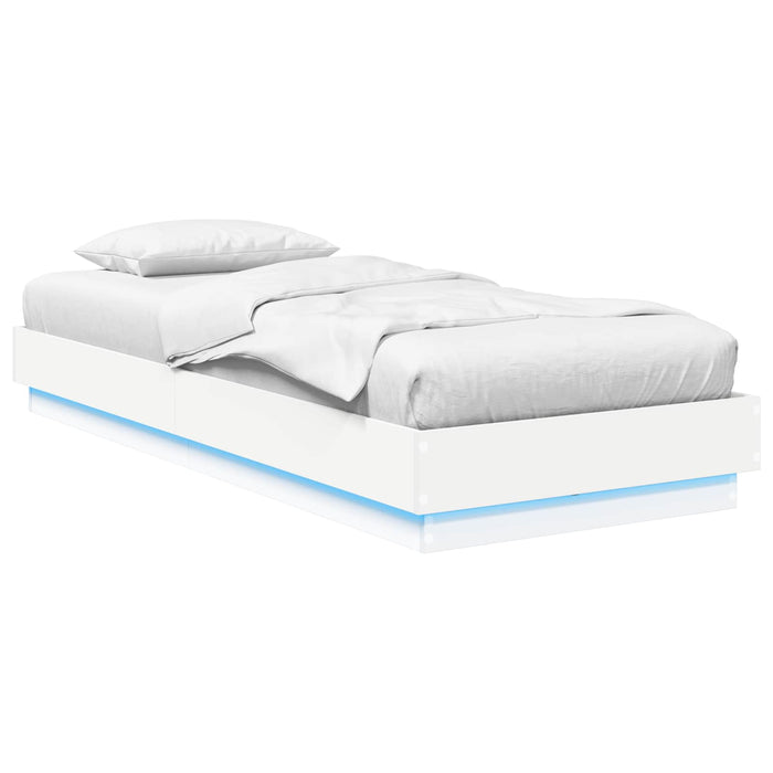 Cadru de pat cu LED Alb 80 x 200 cm Lemn prelucrat WALTI