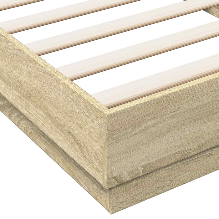 Cadru de pat cu LED Stejar Sonoma 80 x 200 cm Lemn prelucrat WALTI