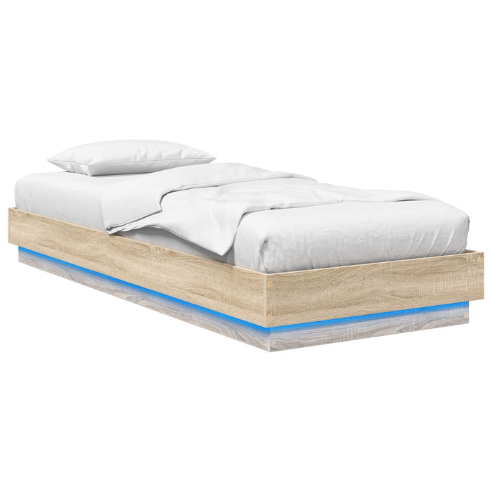 Cadru de pat cu LED Stejar Sonoma 80 x 200 cm Lemn prelucrat WALTI