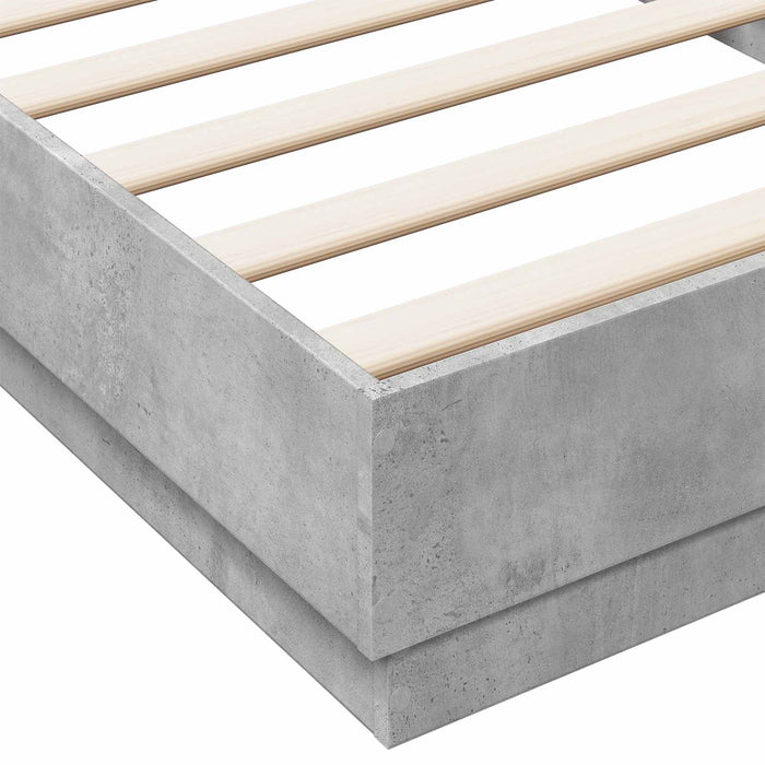 Cadru de pat cu LED Gri Beton 80 x 200 cm Lemn prelucrat WALTI