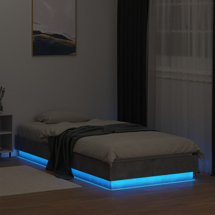 Cadru de pat cu LED Gri Beton 80 x 200 cm Lemn prelucrat WALTI