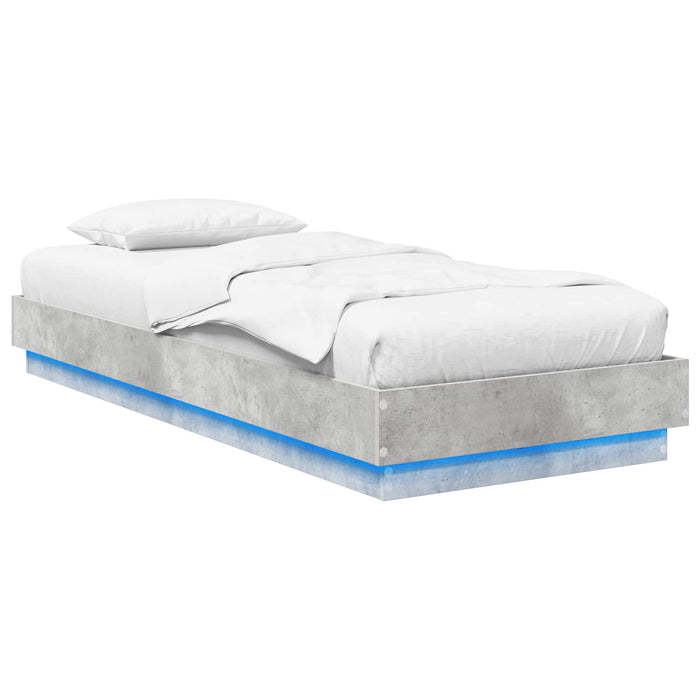 Cadru de pat cu LED Gri Beton 80 x 200 cm Lemn prelucrat WALTI