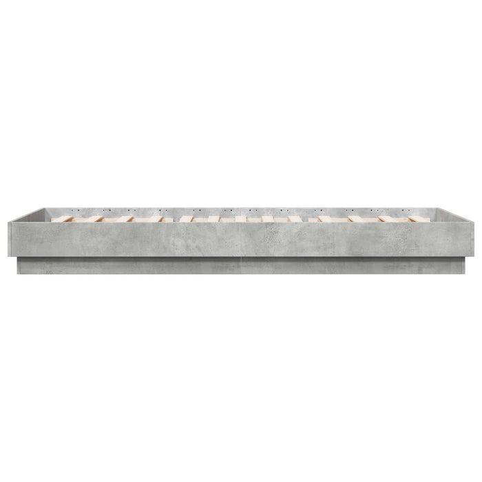 Cadru de pat cu LED Gri Beton 80 x 200 cm Lemn prelucrat WALTI