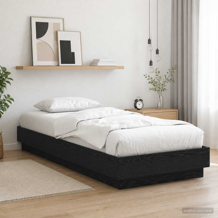 Cadru de pat cu LED Stejar Negru 80 x 200 cm Lemn prelucrat WALTI