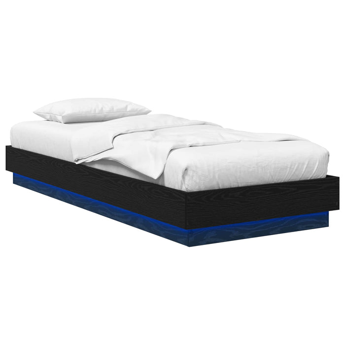 Cadru de pat cu LED Stejar Negru 80 x 200 cm Lemn prelucrat WALTI