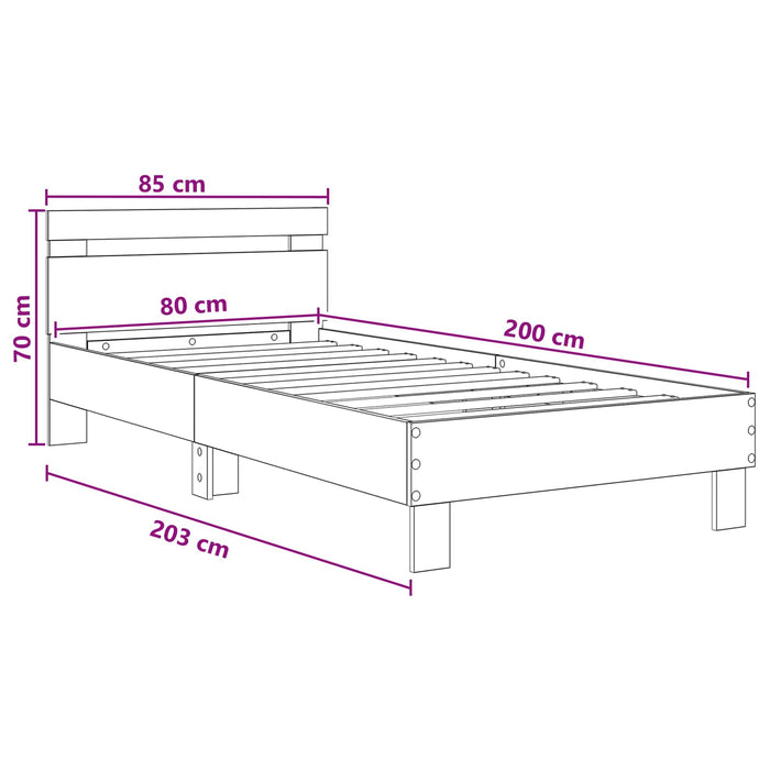 Cadru de Pat cu Tăblie Lemn vechi 80 x 200 cm Lemn prelucrat - WALTI WALTI
