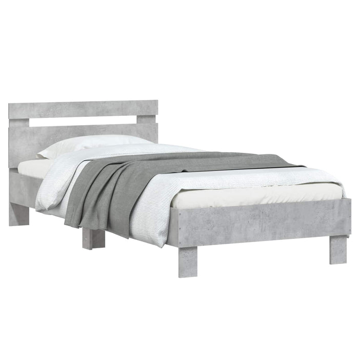 Cadru de Pat cu Tăblie Gri Beton 80 x 200 cm Lemn prelucrat WALTI