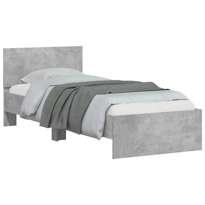 Cadru de Pat cu Tăblie Gri Beton 80 x 200 cm Lemn prelucrat WALTI