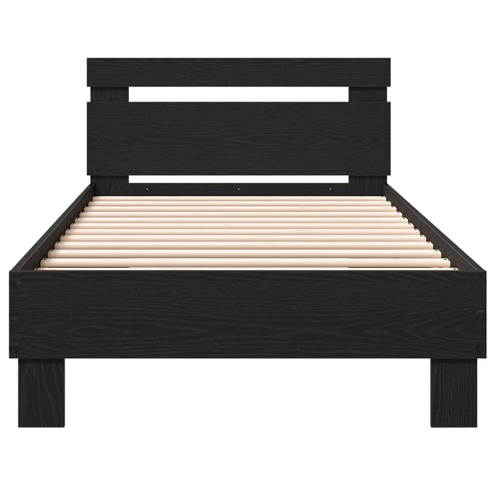 Cadru de Pat cu Tăblie Stejar Negru 80 x 200 cm Lemn prelucrat WALTI