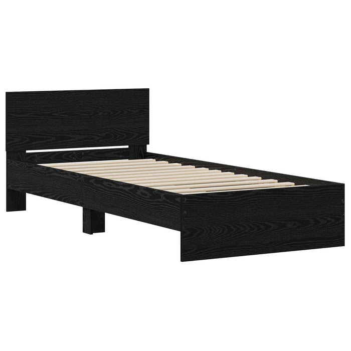 Cadru de Pat cu Tăblie Stejar Negru 80 x 200 cm Lemn prelucrat WALTI