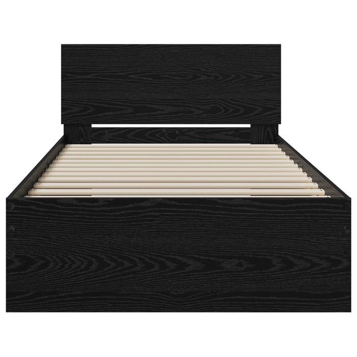 Cadru de Pat cu Tăblie Stejar Negru 80 x 200 cm Lemn prelucrat WALTI