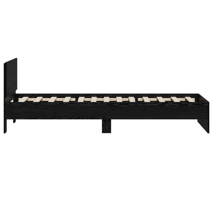 Cadru de Pat cu Tăblie Stejar Negru 80 x 200 cm Lemn prelucrat WALTI